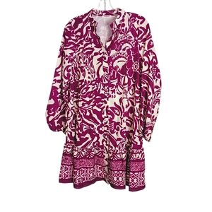 Sunday Up -Floral Patterned Dress in Purple and Cream Size S